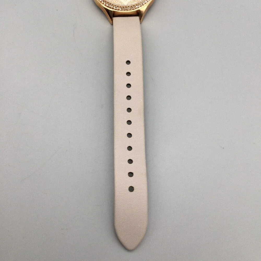 Fossil BQ3533 Womens Watch 36mm Cream Dial Beige Leather Crystals New Battery